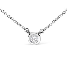 将图片加载到图库查看器，10K White Gold 1/10 Carat Round Brilliant-Cut Diamond Modern Bezel-Set Solitaire 16"-18" Pendant Necklace (H-I Color, SI2-I1 Clarity)

