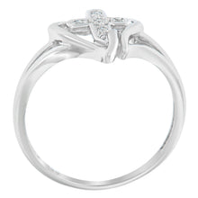 Load image into Gallery viewer, 10K White Gold Diamond-Accented Cross &amp; Open Heart Promise Fashion Ring (H-I Color, I1-I2 Clarity) - Size 7
