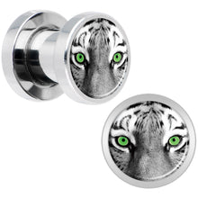 Load image into Gallery viewer, Black White Tiger Eyes Steel Screw Fit Plug Set 2G
