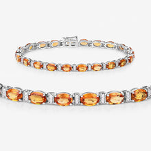 Load image into Gallery viewer, 16.73 Carat Genuine Orange Sapphire and White Diamond 14K White Gold Bracelet
