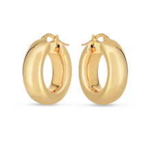 将图片加载到图库查看器，14k Yellow Gold Medium Puffy Hoops
