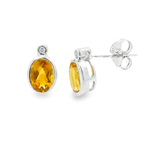 Load image into Gallery viewer, .79ct Citrine Diamond Stud Earrings 10KT White Gold

