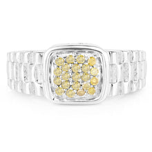 将图片加载到图库查看器，0.25 Carat Genuine Yellow Diamond .925 Sterling Silver Ring
