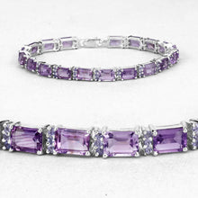 Load image into Gallery viewer, 21.84 Carat Genuine Amethyst and Rhodolite Granet .925 Sterling Silver Bracelet
