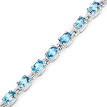 Load image into Gallery viewer, 7.92 Carat Genuine Blue Zircon .925 Sterling Silver Bracelet
