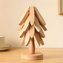 Load image into Gallery viewer, Solid Wood Heat-Resistant Table Mats – Tree-Shaped Coasters Set
