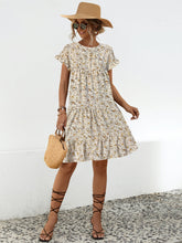 Load image into Gallery viewer, Floral Round Neck Short Sleeve Dress Elegant &amp; Effortless Everyday Style Women Dress
