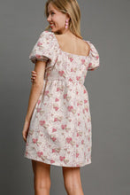 将图片加载到图库查看器，Heart Jacquard Square Neck Puff Sleeve Mini Dress – Romantic Heart Jacquard Dress, Puff Sleeve Dress, Square Neck Mini Dress, Chic Date Night Dress, Elegant Puff Sleeve Dress
