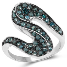 将图片加载到图库查看器，0.76 Carat Genuine Blue Diamond .925 Sterling Silver Ring
