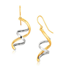 Load image into Gallery viewer, 14k Two Tone Gold Double Helix Polished Dangling Earrings
