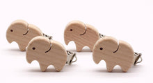 将图片加载到图库查看器，Modern Wood Naural Nipple Chain Accessories BPA Free Cute Modelling Beech Pacifier Clip Small Elephant Heart-shaped Holder for Pacifier
