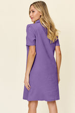 Load image into Gallery viewer, Double Take Full Size Texture Collared Neck Short Sleeve Dress Textured Dress For Women
