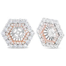 将图片加载到图库查看器，14K Rose and White Gold 1 7/8 Cttw Round Diamond Double Halo Earring Jacket for 6mm Round Studs (G-H Color, VS2-SI1 Clarity)
