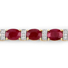 Load image into Gallery viewer, 16.52 Carat Genuine Ruby and White Diamond 14K Yellow Gold Bracelet
