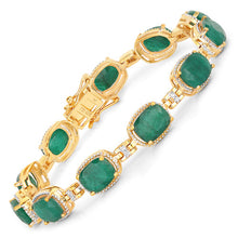 Load image into Gallery viewer, 15.06 Carat Dyed Emerald and White Diamond .925 Sterling Silver Bracelet
