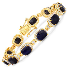 Load image into Gallery viewer, 21.11 Carat Dyed Sapphire and White Diamond .925 Sterling Silver Bracelet
