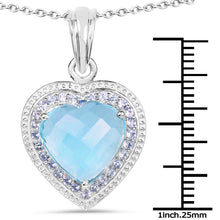 Load image into Gallery viewer, 7.36 Carat Genuine Blue Topaz and Tanzanite .925 Sterling Silver Pendant
