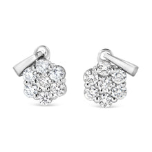Load image into Gallery viewer, 14KT White Gold 1/2 cttw Diamond Floral Cluster Pendant Necklace (HI, SI2-I1)
