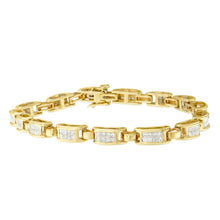 将图片加载到图库查看器，14K Yellow Gold Princess-Cut Diamond Links of Love Bracelet (2.00 cttw, H-I Color, SI2-I1 Clarity)
