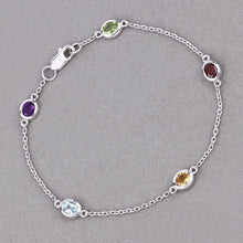 Load image into Gallery viewer, 1.83 Carat Genuine Multi Stones .925 Sterling Silver Bracelet
