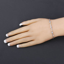 Load image into Gallery viewer, 0.74 Carat Genuine Aquamarine and White Sapphire .925 Sterling Silver Bracelet
