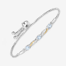 Load image into Gallery viewer, 0.74 Carat Genuine Aquamarine and White Sapphire .925 Sterling Silver Bracelet
