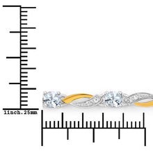 Load image into Gallery viewer, 0.74 Carat Genuine Aquamarine and White Sapphire .925 Sterling Silver Bracelet
