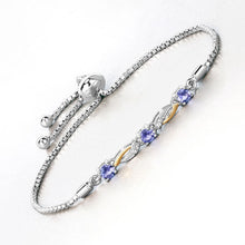 Load image into Gallery viewer, 0.77 Carat Genuine Tanzanite and White Sapphire .925 Sterling Silver Bracelet
