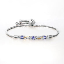Load image into Gallery viewer, 0.77 Carat Genuine Tanzanite and White Sapphire .925 Sterling Silver Bracelet
