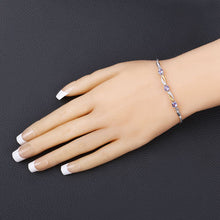 Load image into Gallery viewer, 0.77 Carat Genuine Tanzanite and White Sapphire .925 Sterling Silver Bracelet
