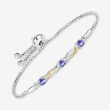Load image into Gallery viewer, 0.77 Carat Genuine Tanzanite and White Sapphire .925 Sterling Silver Bracelet
