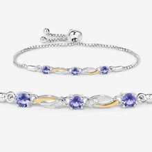 Load image into Gallery viewer, 0.77 Carat Genuine Tanzanite and White Sapphire .925 Sterling Silver Bracelet
