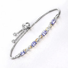 Load image into Gallery viewer, 1.81 Carat Genuine Tanzanite and White Topaz .925 Sterling Silver Bracelet
