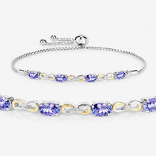Load image into Gallery viewer, 1.81 Carat Genuine Tanzanite and White Topaz .925 Sterling Silver Bracelet
