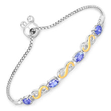 将图片加载到图库查看器，1.79 Carat Genuine Tanzanite and White Topaz .925 Sterling Silver Bracelet
