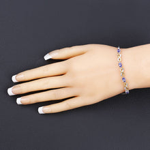 将图片加载到图库查看器，1.79 Carat Genuine Tanzanite and White Topaz .925 Sterling Silver Bracelet
