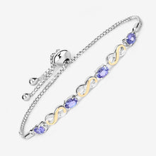 将图片加载到图库查看器，1.79 Carat Genuine Tanzanite and White Topaz .925 Sterling Silver Bracelet
