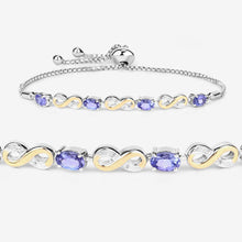将图片加载到图库查看器，1.79 Carat Genuine Tanzanite and White Topaz .925 Sterling Silver Bracelet
