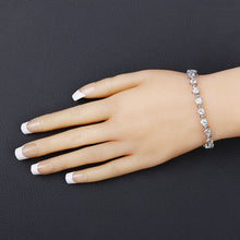 Load image into Gallery viewer, 7.71 Carat Genuine Aquamarine and White Diamond .925 Sterling Silver Bracelet
