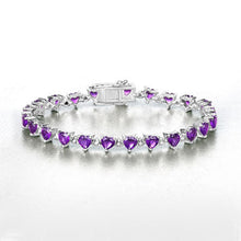 Load image into Gallery viewer, 10.01 Carat Genuine Amethyst and White Diamond .925 Sterling Silver Bracelet
