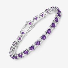 Load image into Gallery viewer, 10.01 Carat Genuine Amethyst and White Diamond .925 Sterling Silver Bracelet
