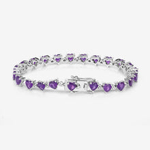 Load image into Gallery viewer, 10.01 Carat Genuine Amethyst and White Diamond .925 Sterling Silver Bracelet
