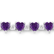 Load image into Gallery viewer, 10.01 Carat Genuine Amethyst and White Diamond .925 Sterling Silver Bracelet
