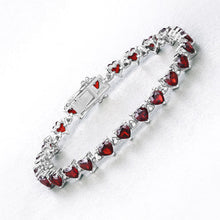 Load image into Gallery viewer, 11.62 Carat Genuine Garnet and White Diamond .925 Sterling Silver Bracelet
