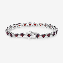 Load image into Gallery viewer, 11.62 Carat Genuine Garnet and White Diamond .925 Sterling Silver Bracelet
