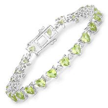 将图片加载到图库查看器，10.24 Carat Genuine Peridot and White Diamond .925 Sterling Silver Bracelet
