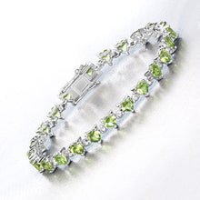 将图片加载到图库查看器，10.24 Carat Genuine Peridot and White Diamond .925 Sterling Silver Bracelet
