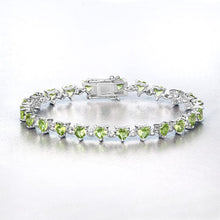 将图片加载到图库查看器，10.24 Carat Genuine Peridot and White Diamond .925 Sterling Silver Bracelet
