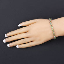 将图片加载到图库查看器，10.24 Carat Genuine Peridot and White Diamond .925 Sterling Silver Bracelet
