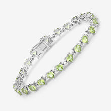 将图片加载到图库查看器，10.24 Carat Genuine Peridot and White Diamond .925 Sterling Silver Bracelet
